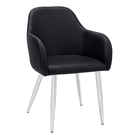 Monarch Specialties Dining Chair, 2Pcs, 33"H, Black Leather-Look, Chrome I 1191